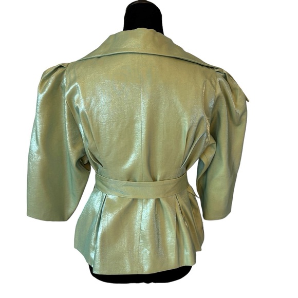 🎁 Cream Metallic Sheen Belted Jacket - Picture 14 of 14